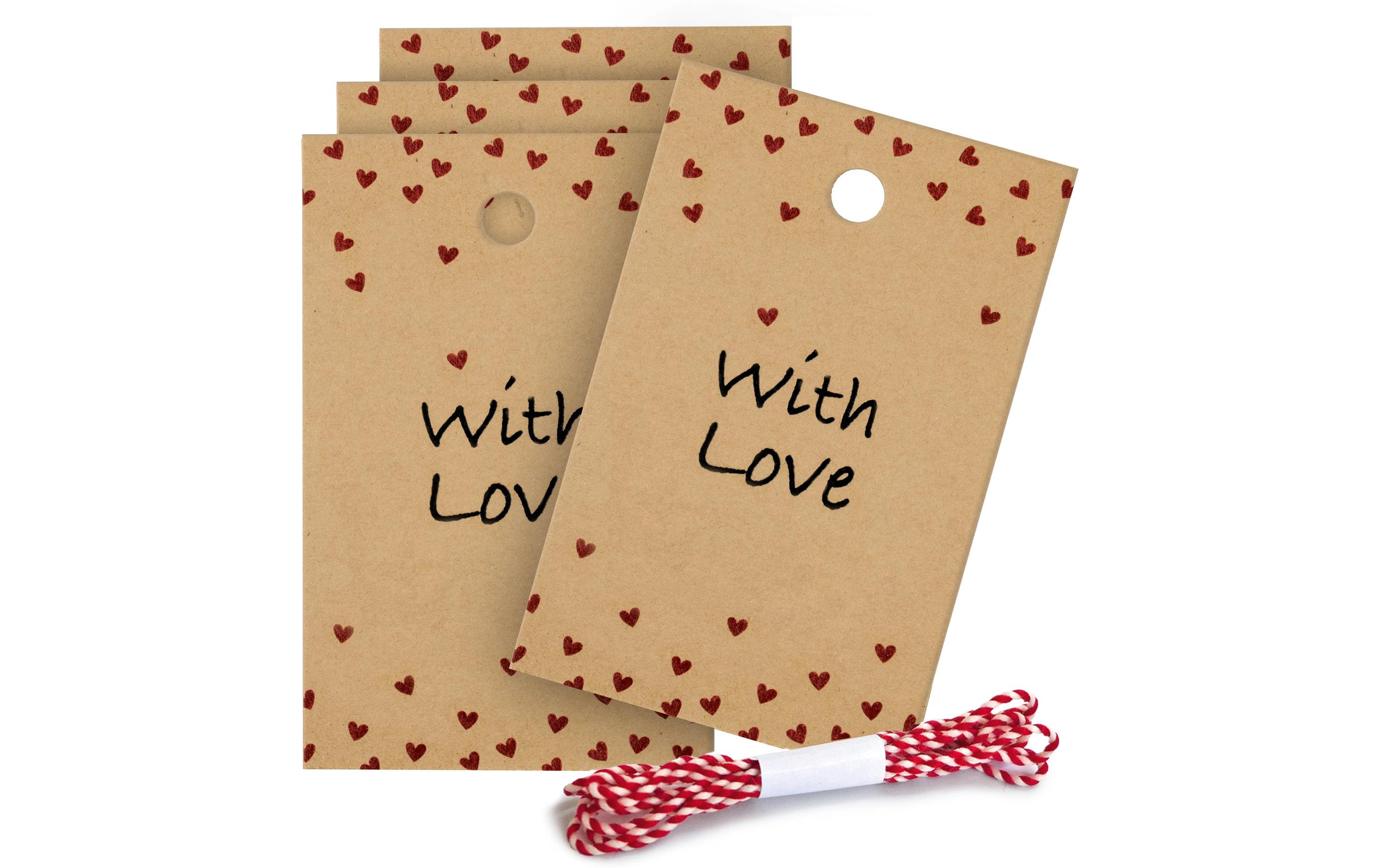 Geschenkanhänger With Love 5 Stück, BraunAnhänger-Set aus Kraftkarton