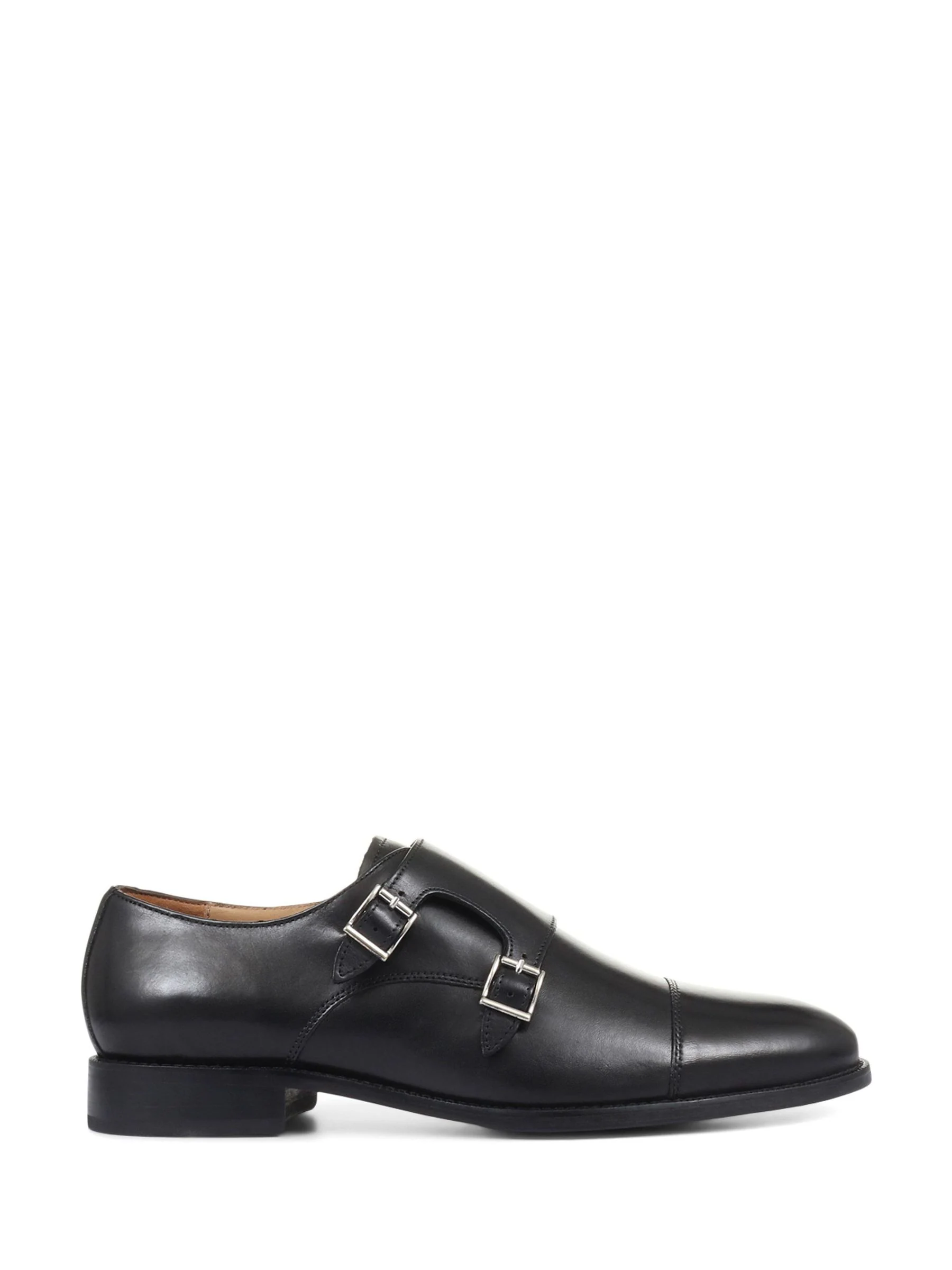 Zwart - Jones Bootmaker - Nathaniel - Leren schoenen met twee monniksbandjes