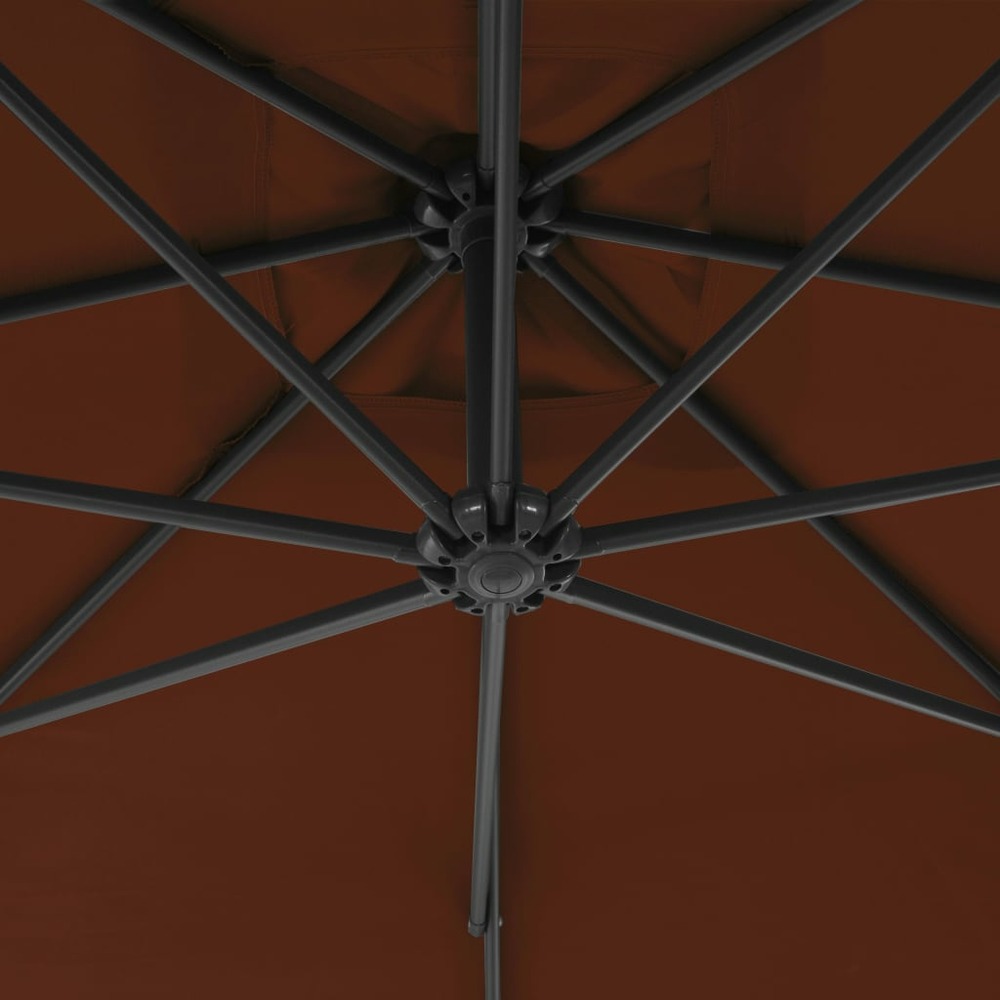 Parasol meuble de jardin déporté avec mât en acier 300 cm terre cuite