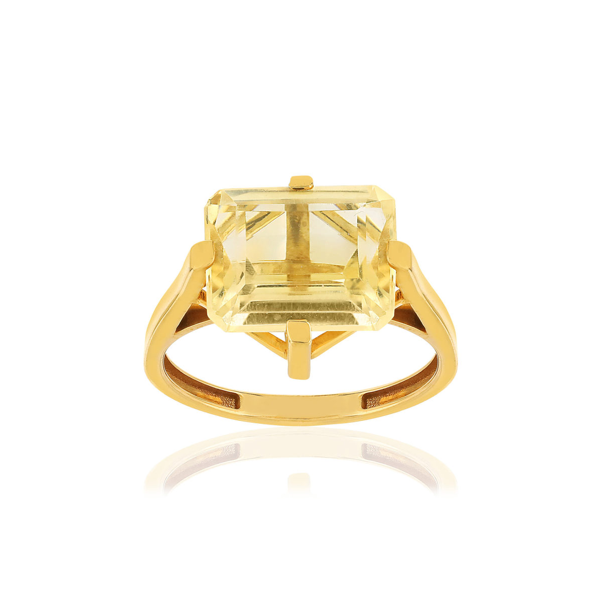 Bague or jaune 750, 1 citrine de 5 carats.