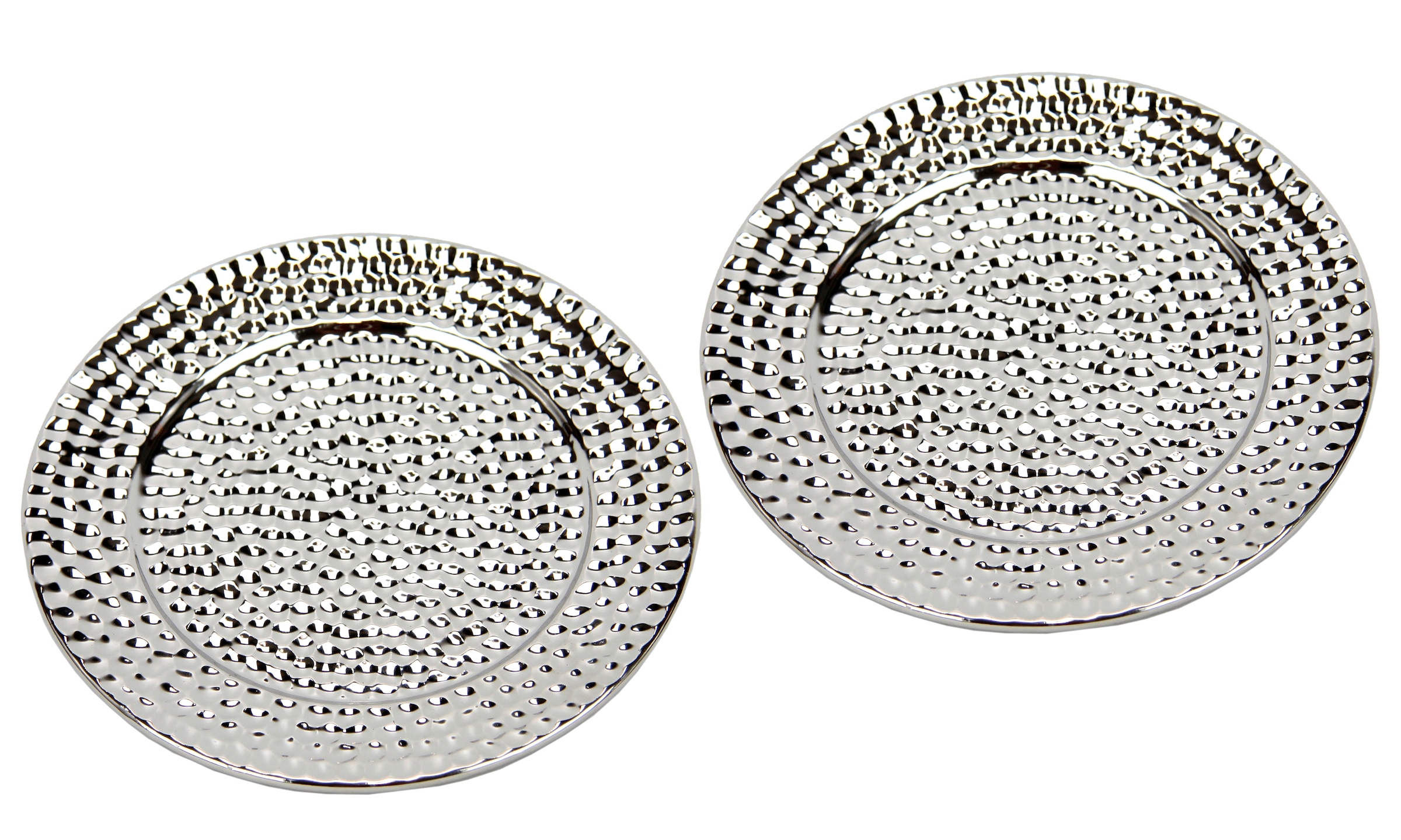 I.GE.A. Dekotablett »Keramik-Schale rund« 2er Set Dekoschale silber Tablett Weihnachtsdeko Deko Advents-Tablett