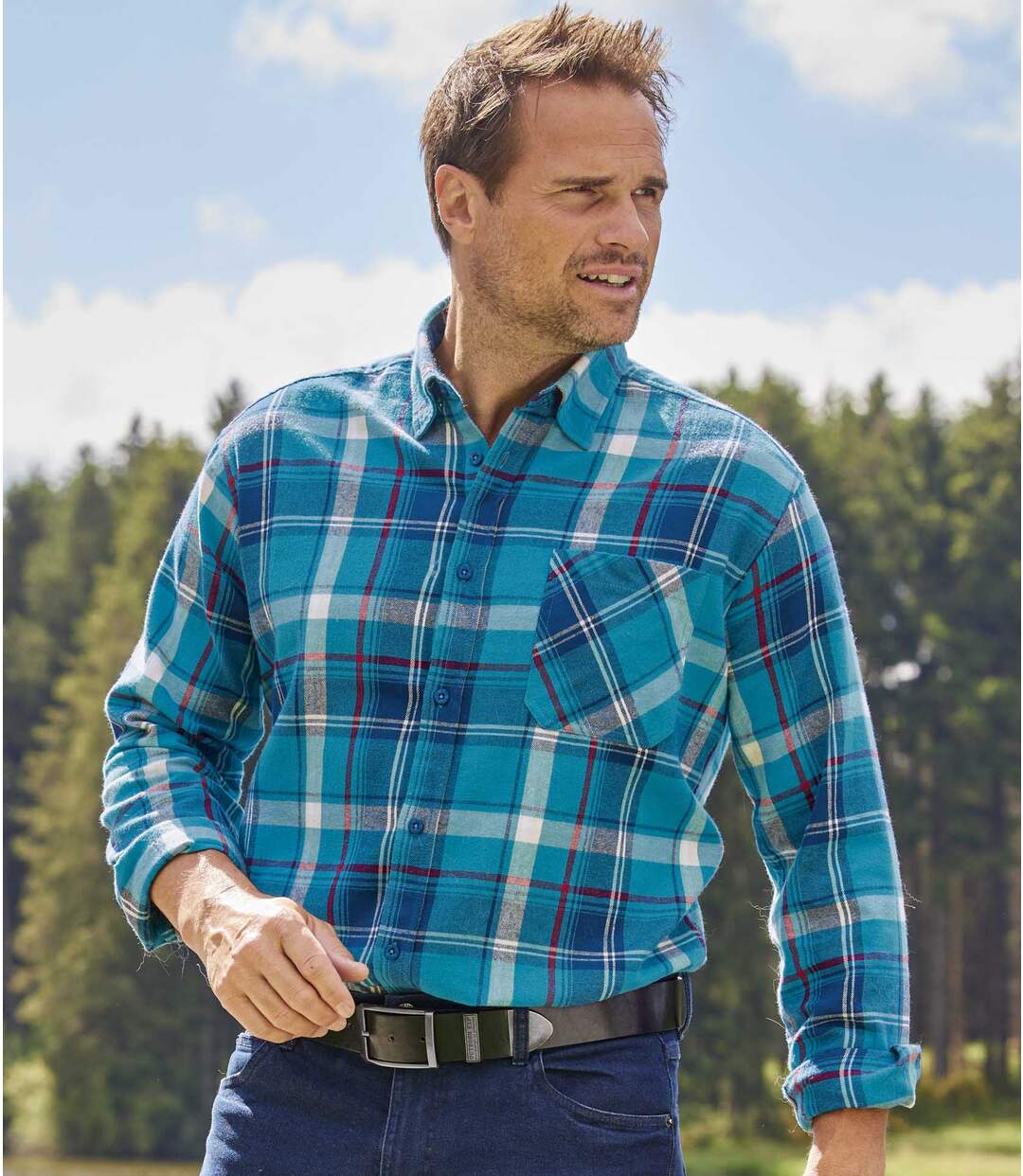 Chemise Flanelle à Carreaux Turquoise