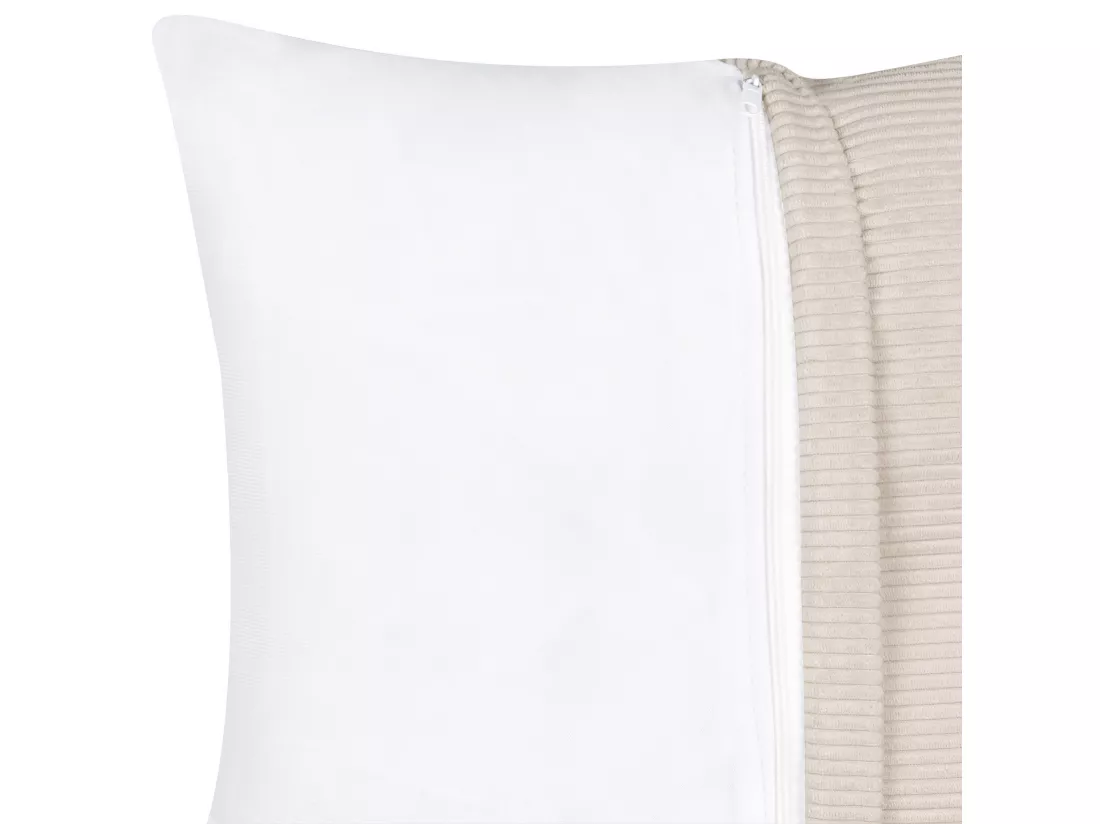 Canapé Angle à gauche 4 Places en Velours Côtelé Beige avec 4 Coussins Supplémentaires Lungo