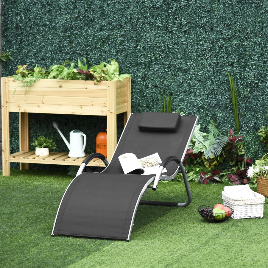 Outsunny Gartenliege mit Kissen schwarz