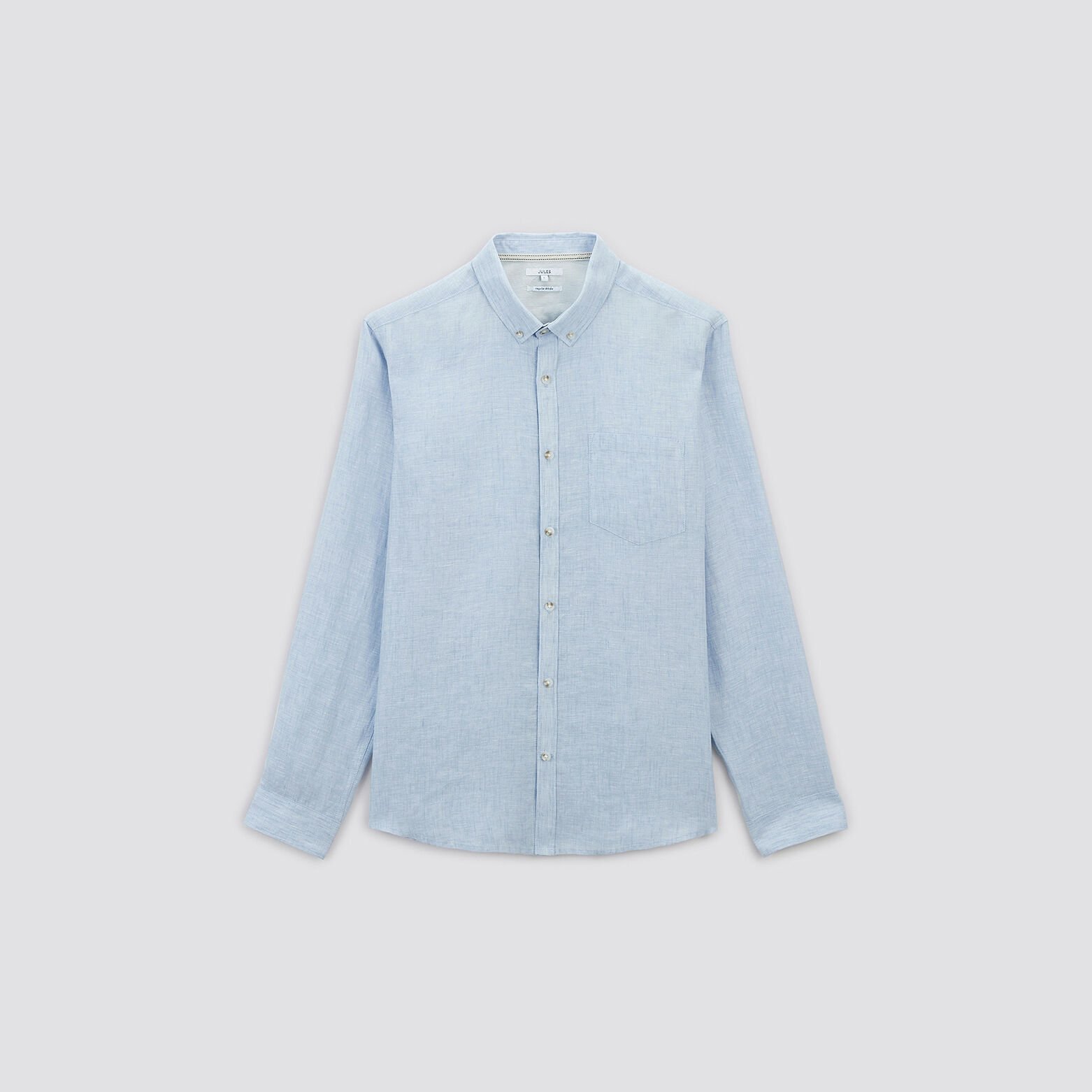 Chemise regular unie lin Bleu clair