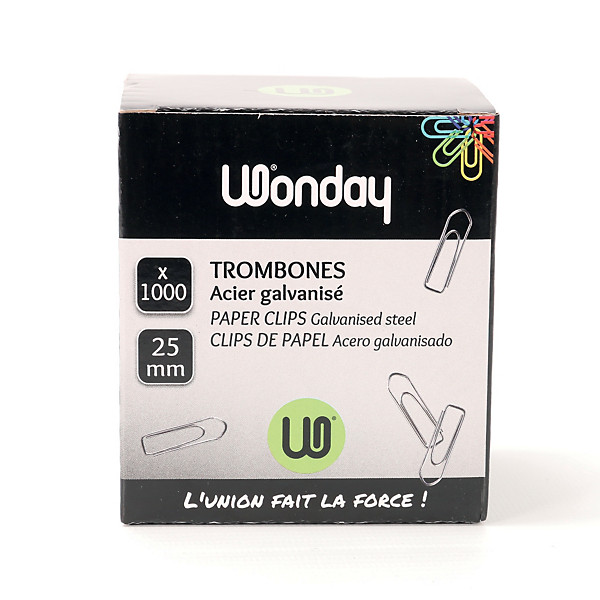 2 x 1000 attache-lettres 25 mm en acier nickelé