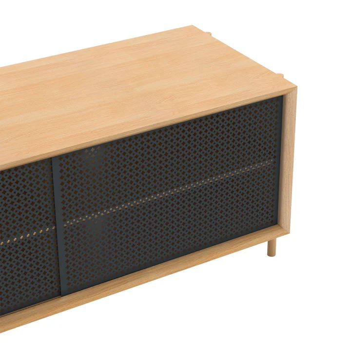 Hartô - Gabin Sideboard mit Schubladen, 162 x 49 cm, Eiche natur / schiefergrau