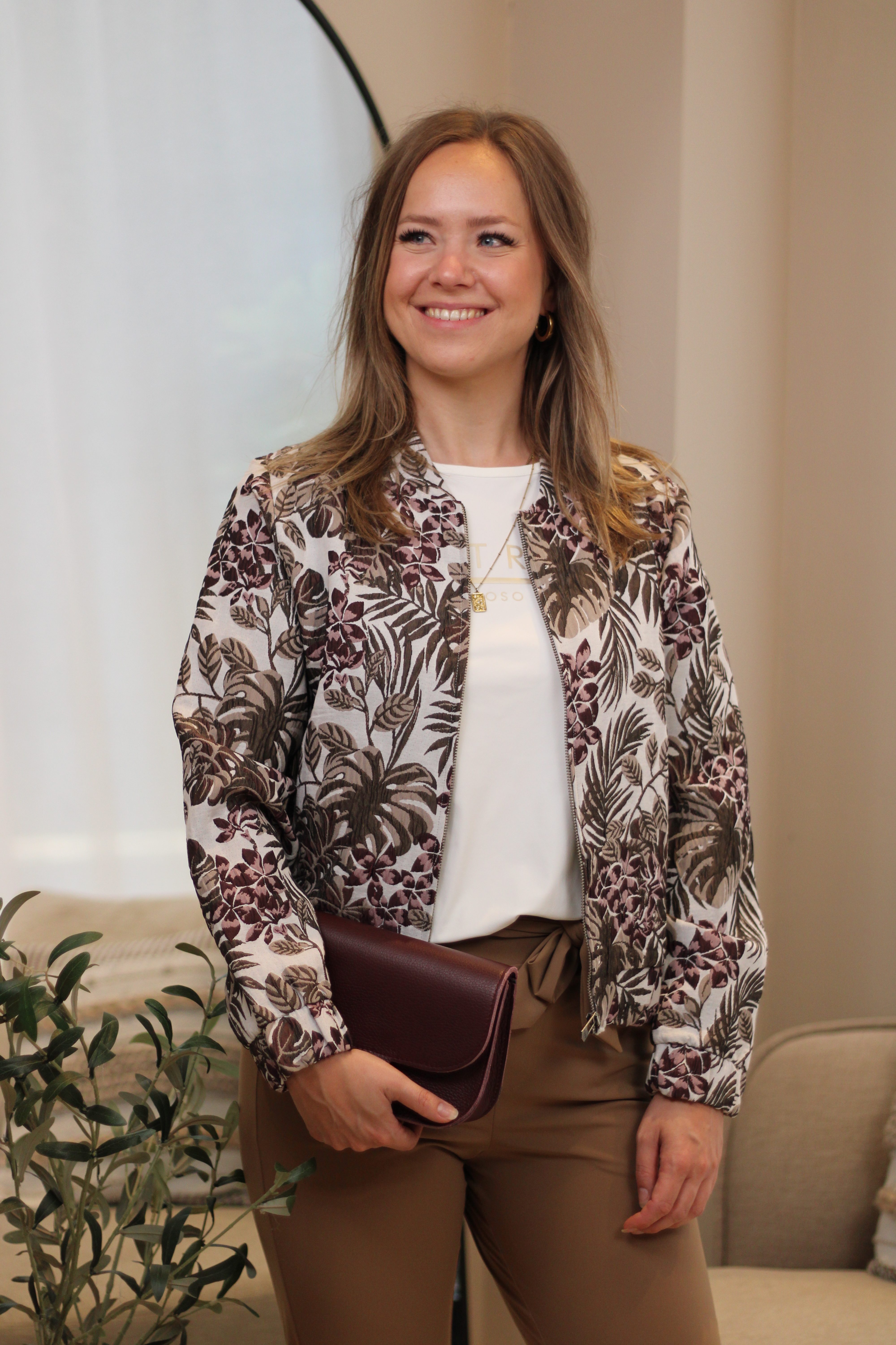 Zoso - Sandra Fancy Jacquard Jacket - Off White/Bordeaux