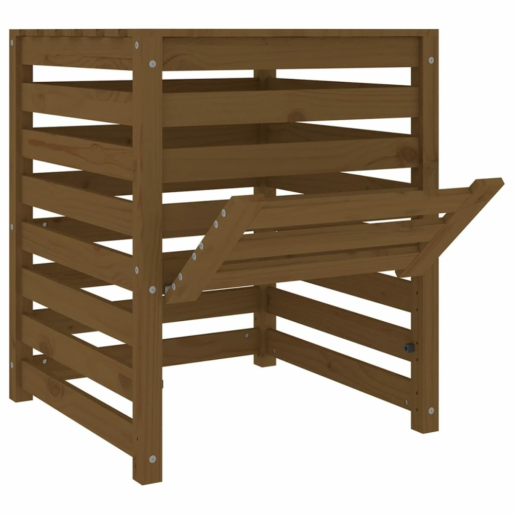 Composteur marron miel 63,5x63,5x77,5 cm bois massif de pin