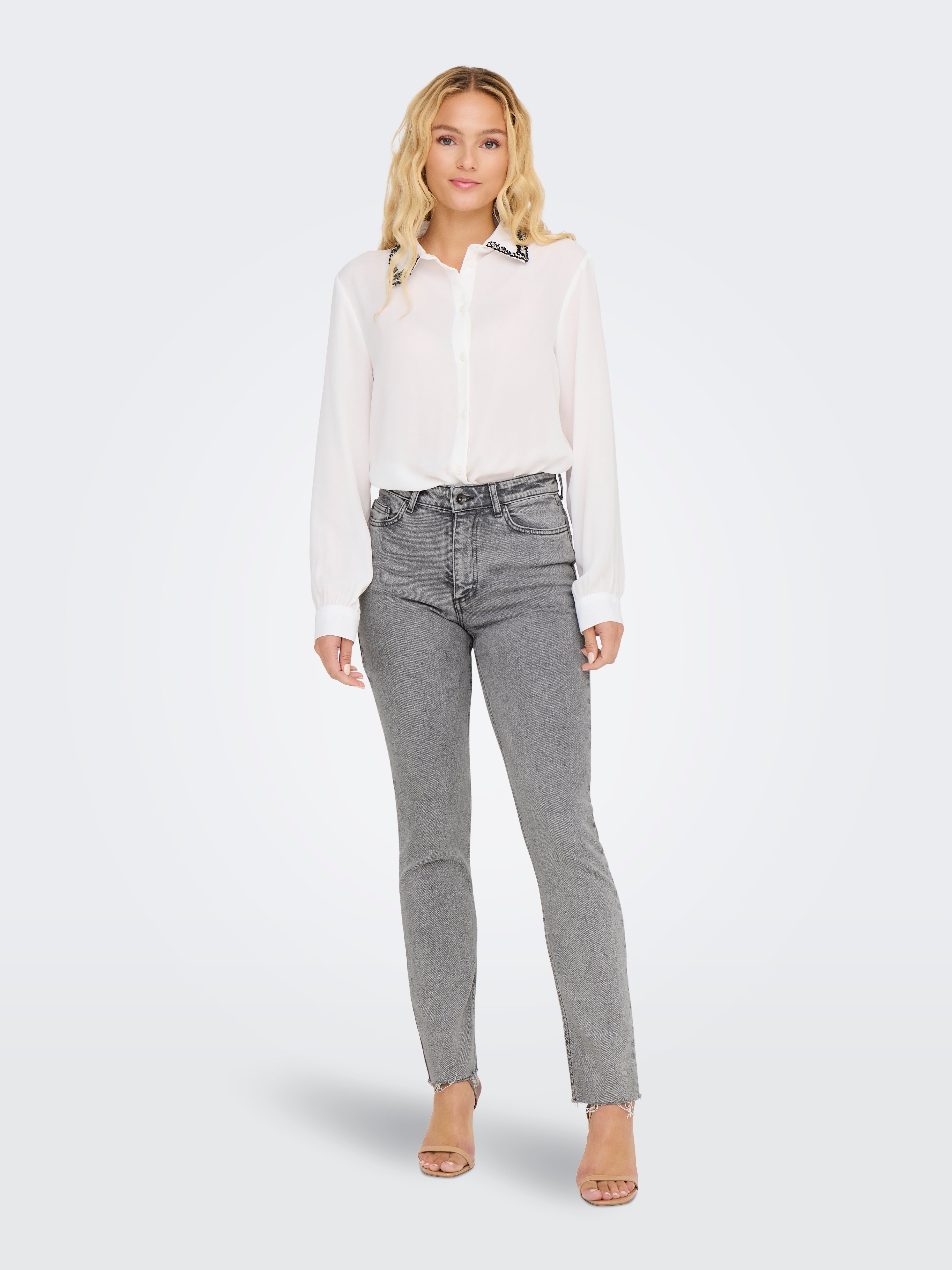 JDYLULLU Hohe Taille Hohe Taille Jeans Light Grey Denim