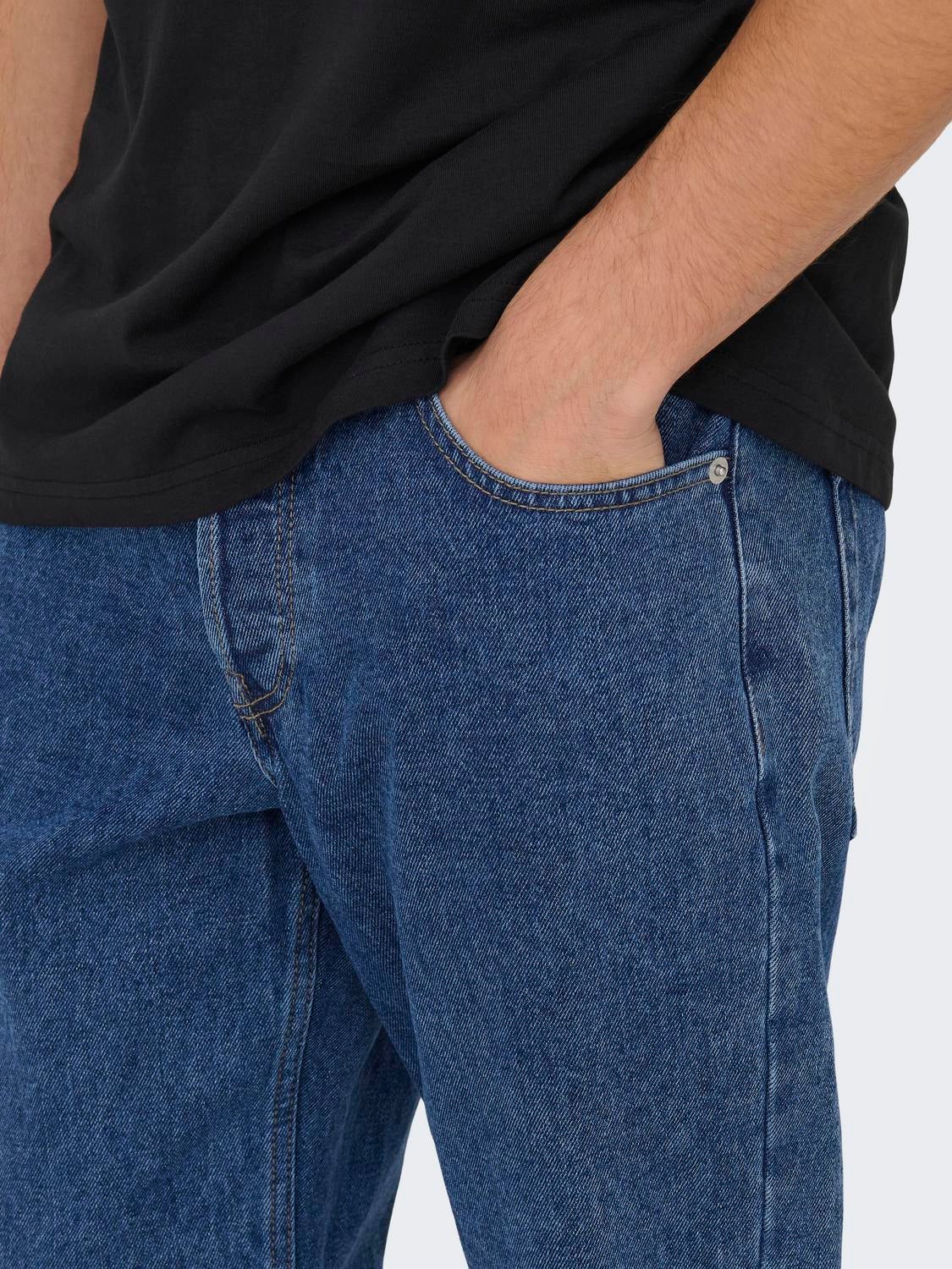 ONSEDGE Mittlere Taille Gerade geschnitten Jeans Medium Blue Denim