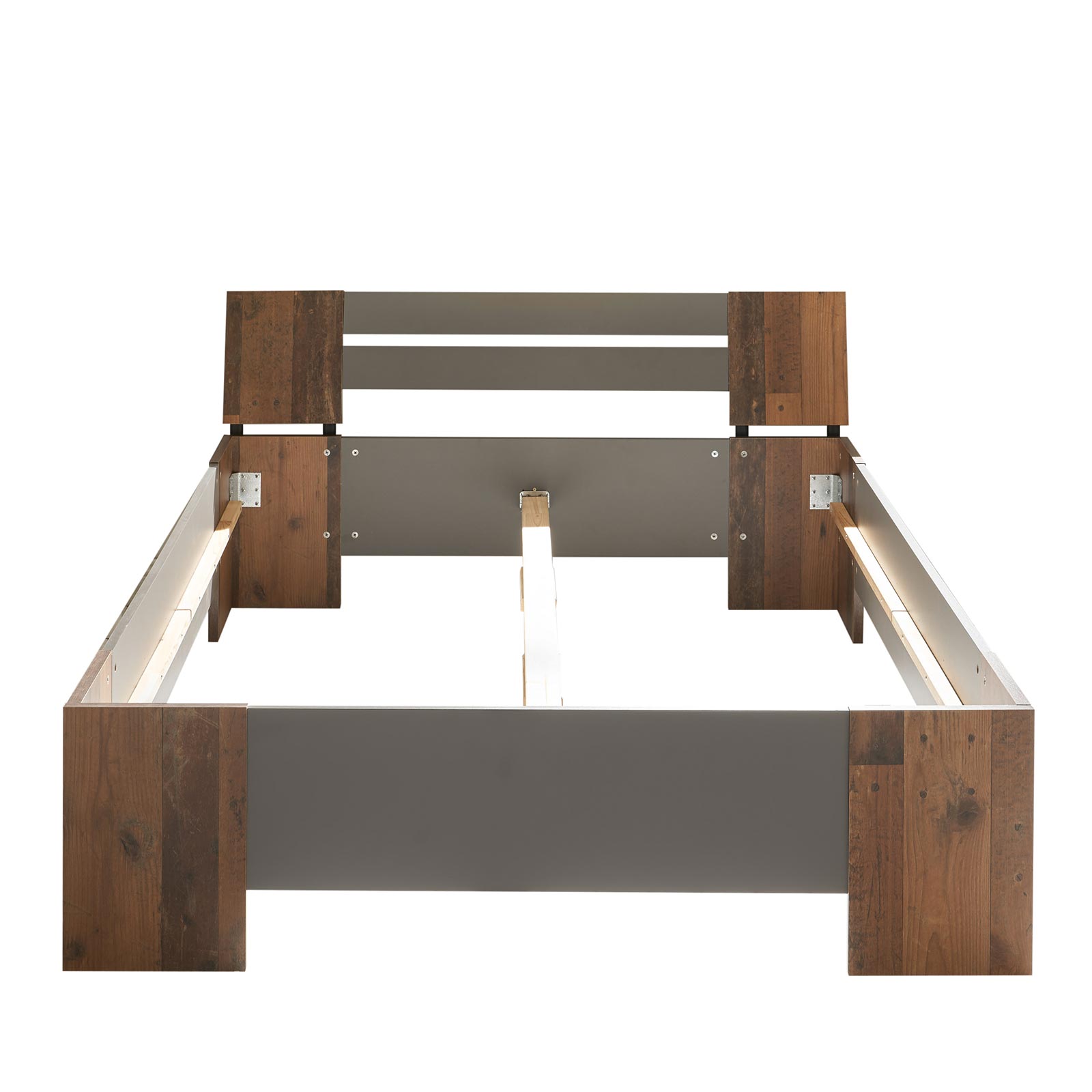 Futonbett - Old Style dunkel - mit Matratze und Rollrost - 140x200 cm