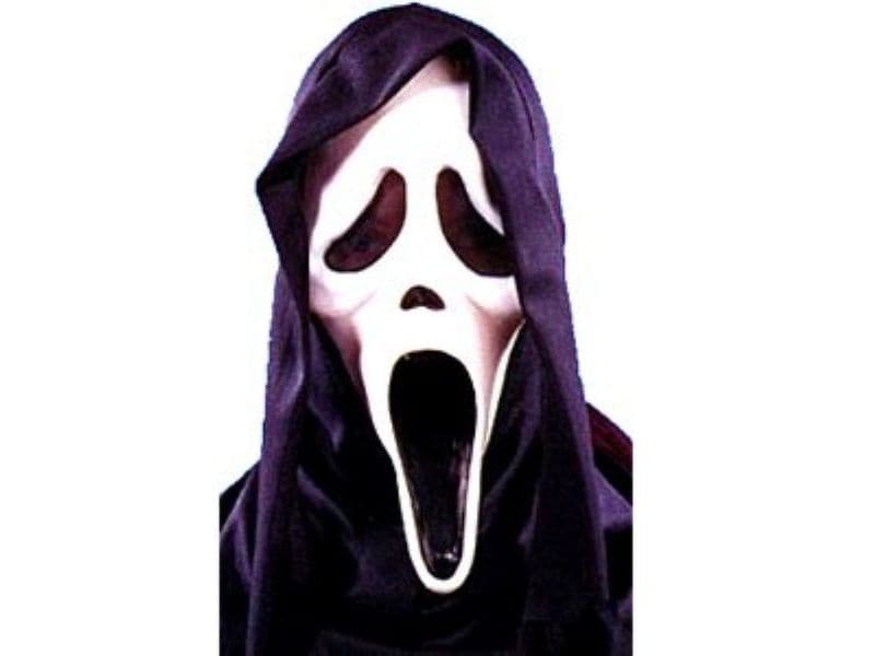 Amscan Maske Halloween Screammaske mit Tuch, Gummi Gruselige Halloween Screammaske