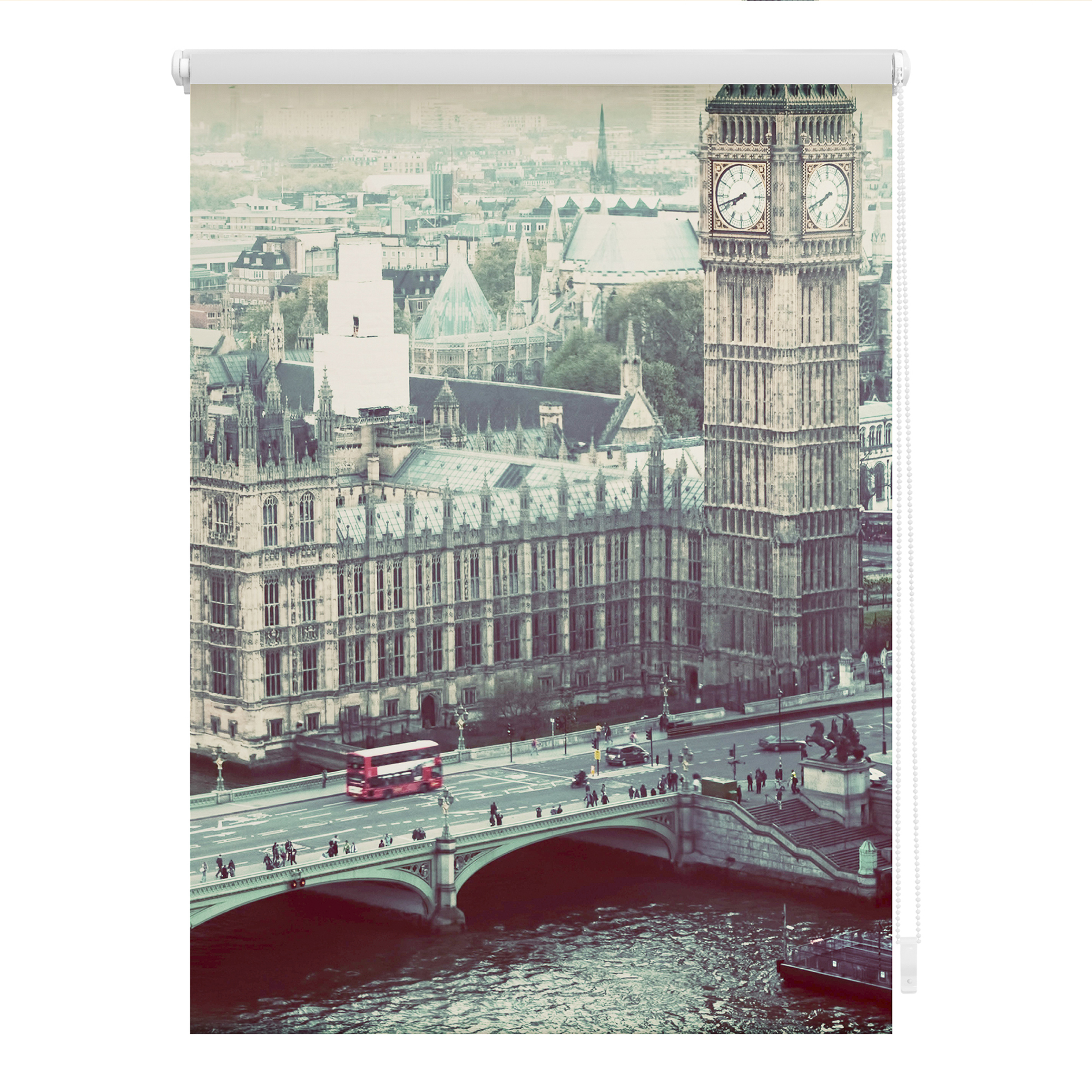 LICHTBLICK Verdunklungsrollo LONDON WESTMINSTER - grau-blau - 45x150 cm