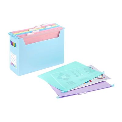 Viquel Rainbow Pastel - Boîte d'archivage EasyCase avec poignées de transport + 8 dossiers suspendus amovibles