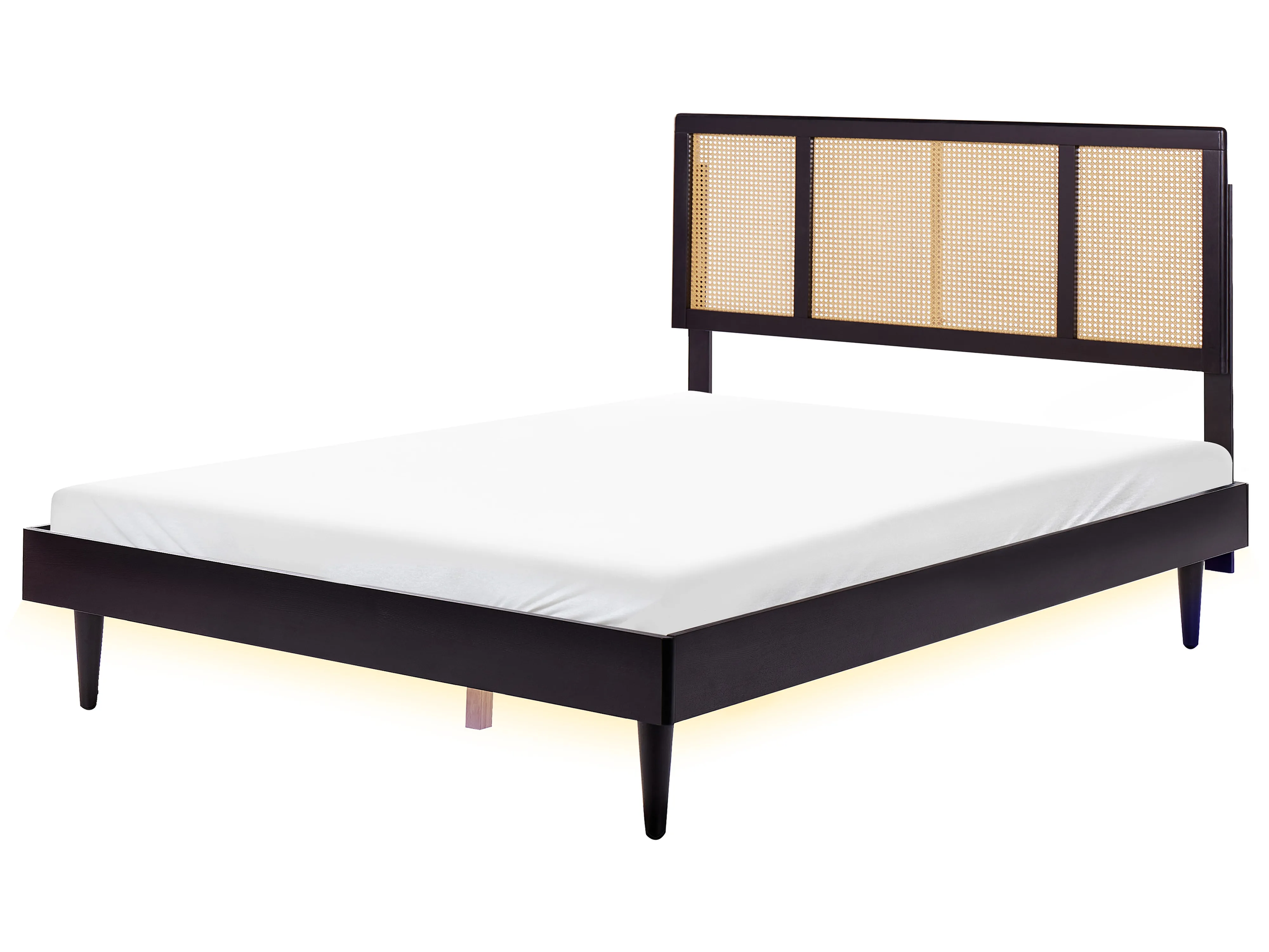 Bed met LED-verlichting Rotan AURAY 160 x 200 cm Zwart