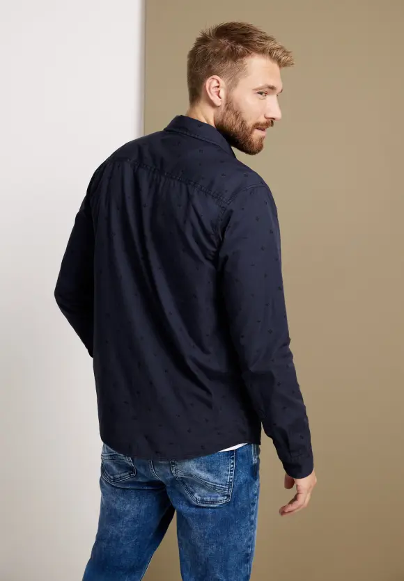 Popeline Hemd mit Print - nightshadow blue