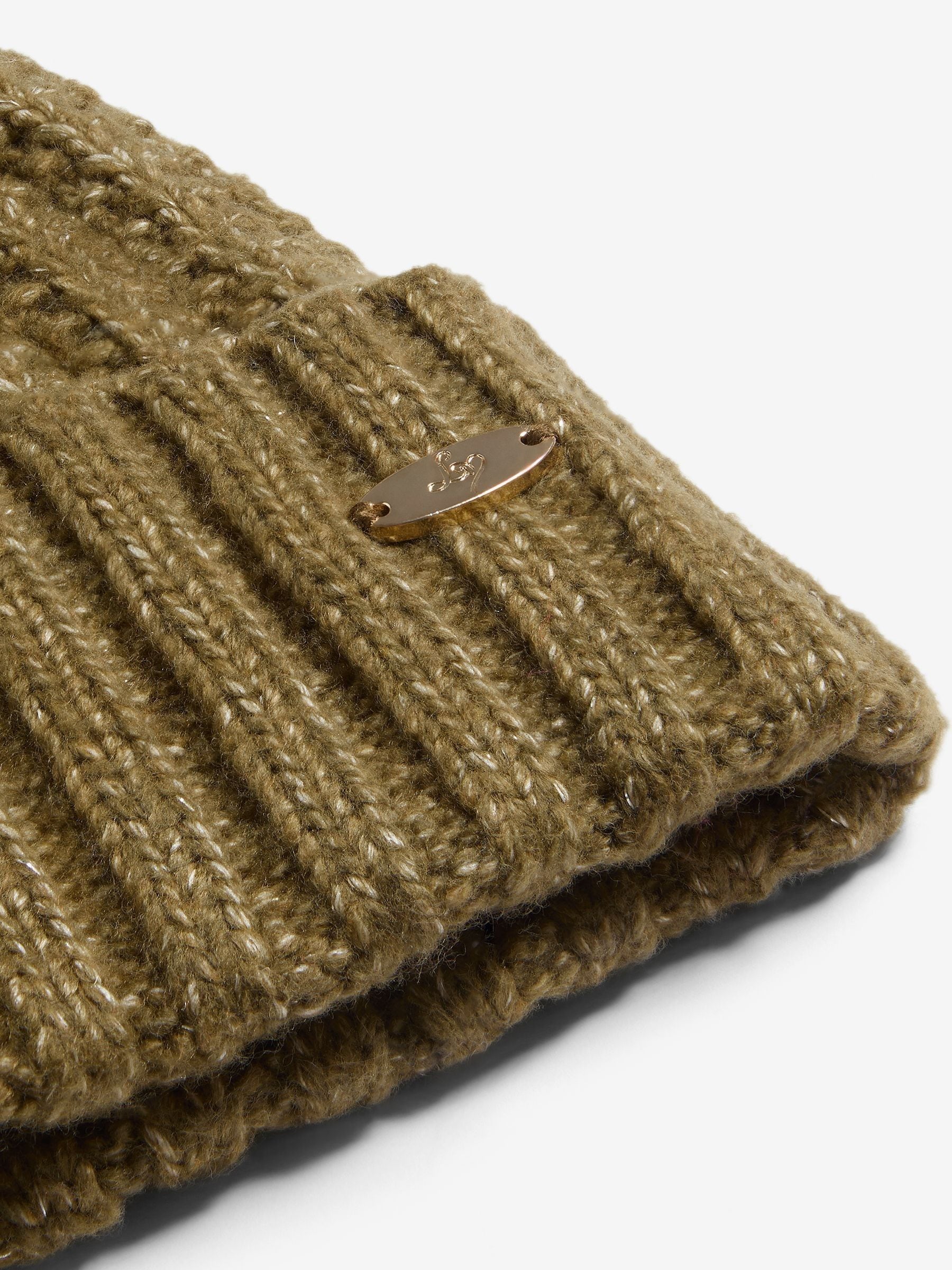 Olijfgroen - Lipsy Shimmer Ribbed Pom Hat
