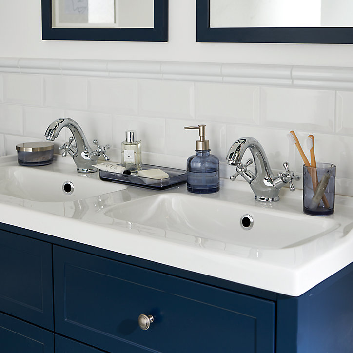 Meuble sous vasque à poser 4 tiroirs GoodHome Perma bleu 120 cm