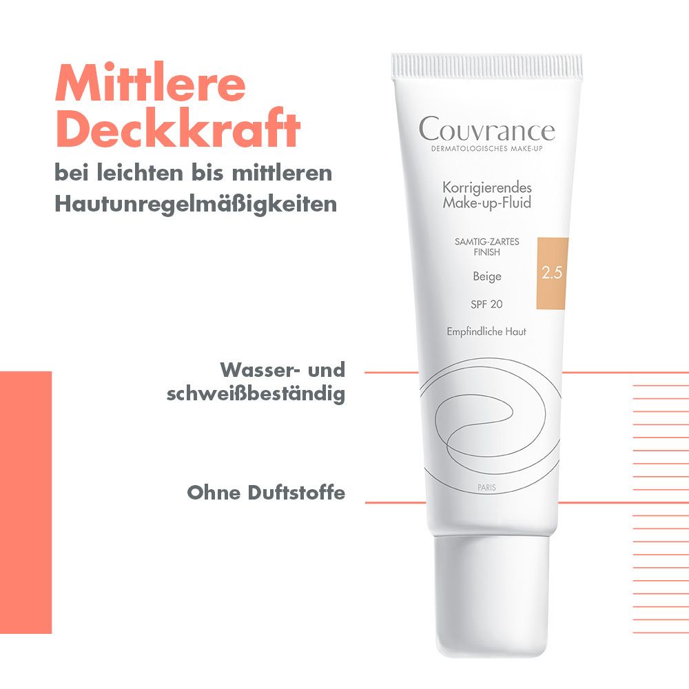 Avène Couvrance korrigierendes Make-up-Fluid 2.5 Beige mit UV-Schutz