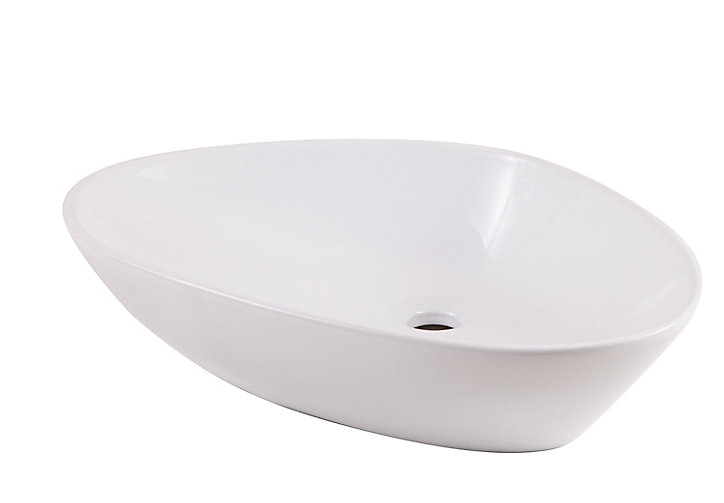 Vasque salle de bains à poser GoodHome Citrine en céramique coloris blanc l.58 x P.58 x H.14 cm