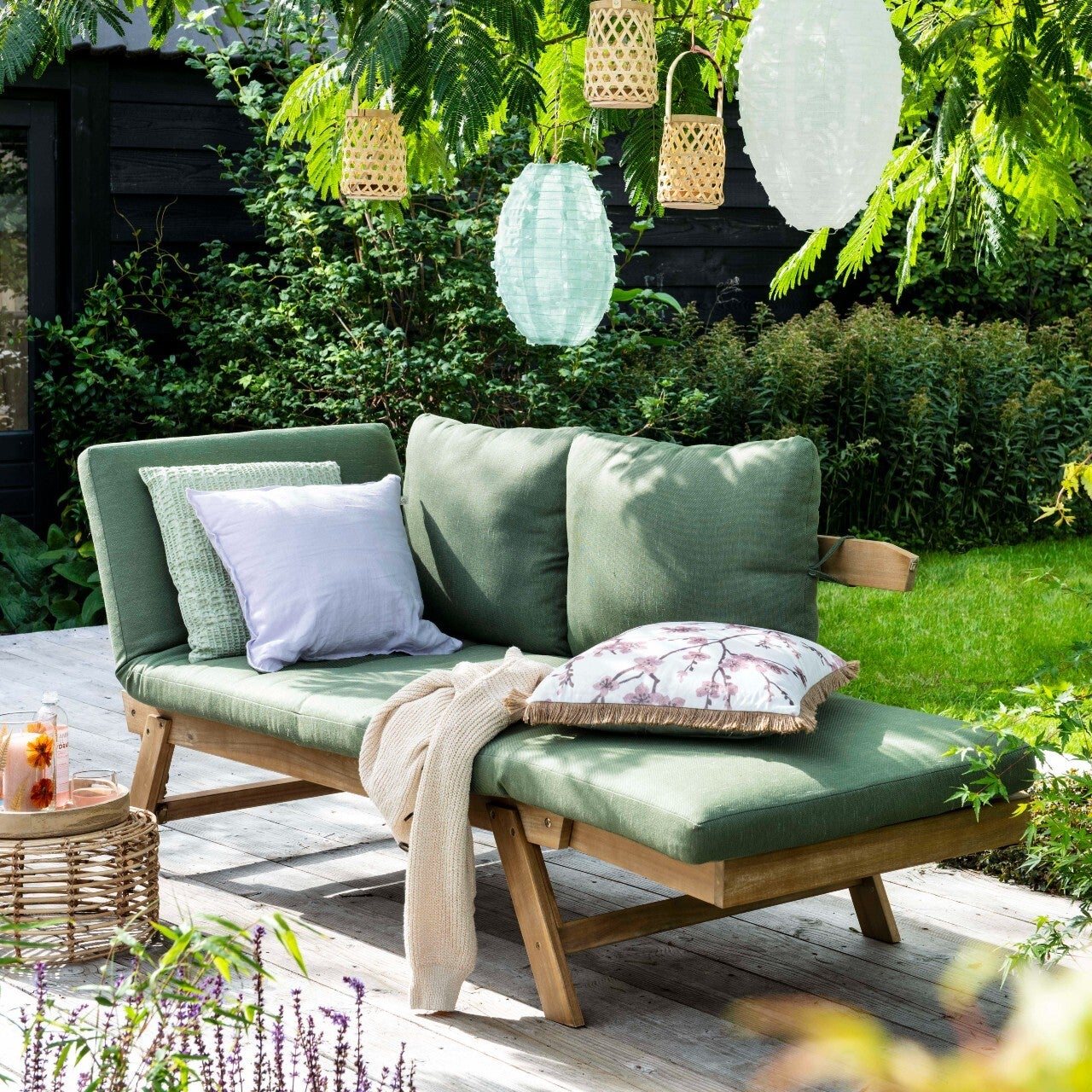 Intratuin tuinbank Lorient groen 175/220 x 90 x 75 cm
