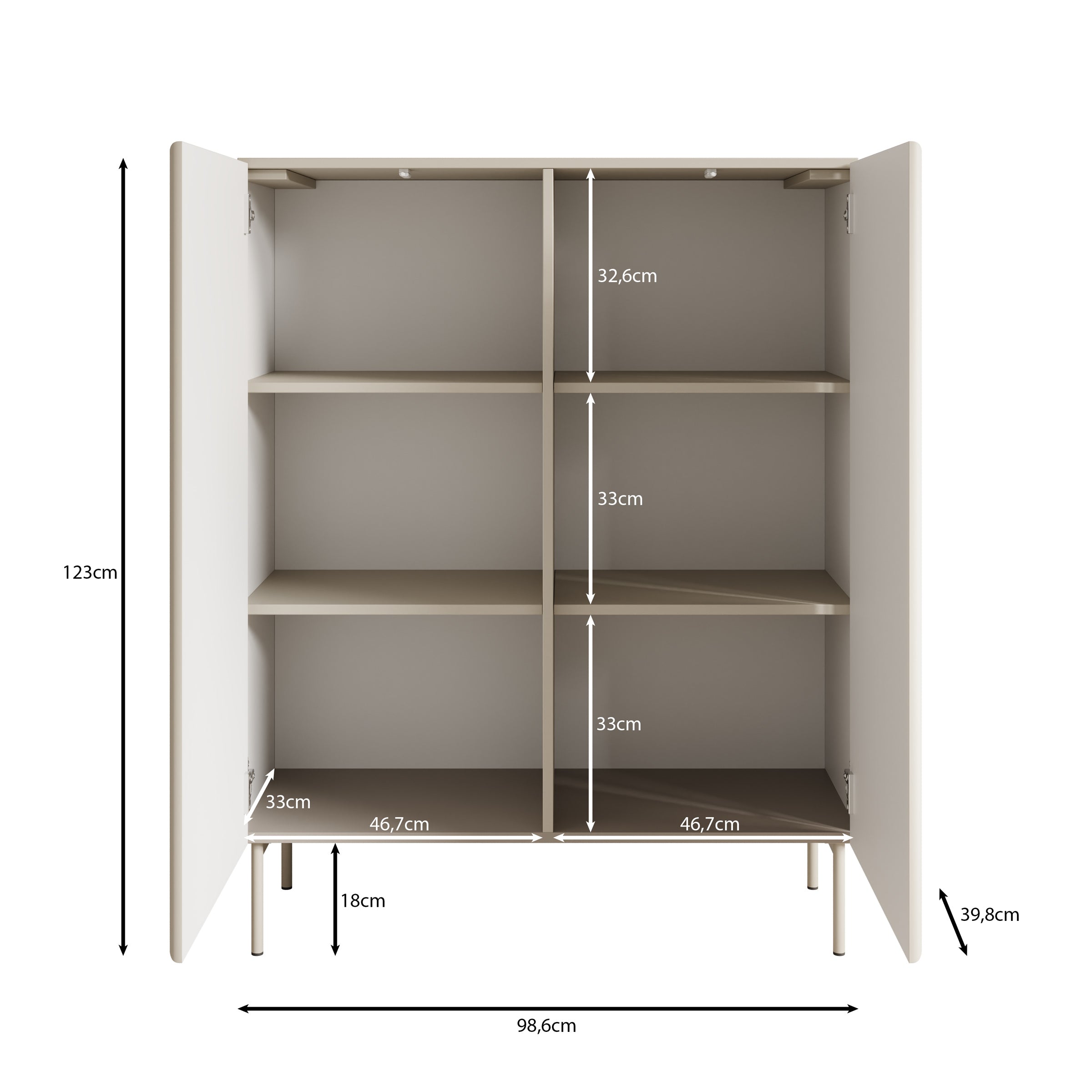 Marajo - Dressoir - Zwart - 99x40x123 cm