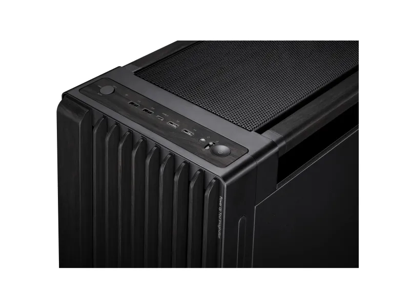 ASUS ProArt PA602 - Wood Edition - mid tower - udvidet ATX - sidepanel med vindue (hærdet glas) - ingen strømforsyning - sort - USB/Lyd