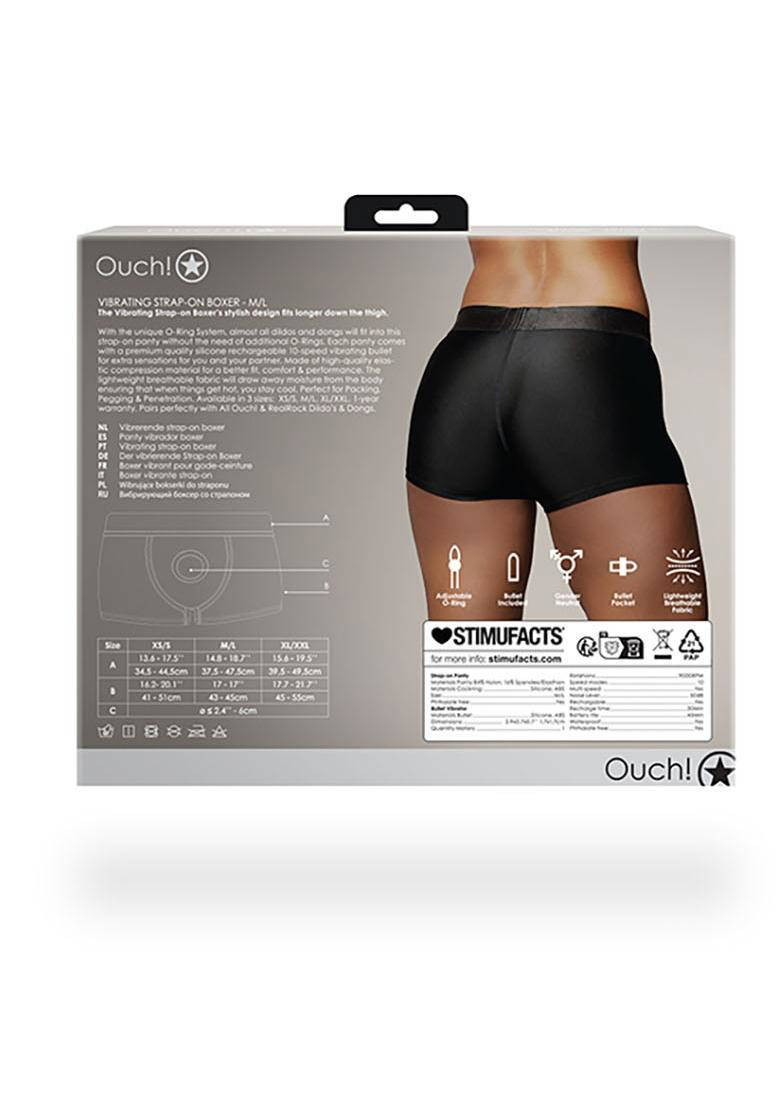 Ouch! Strap-on Boxer met vibrerende bullet  - maat M/L - zwart