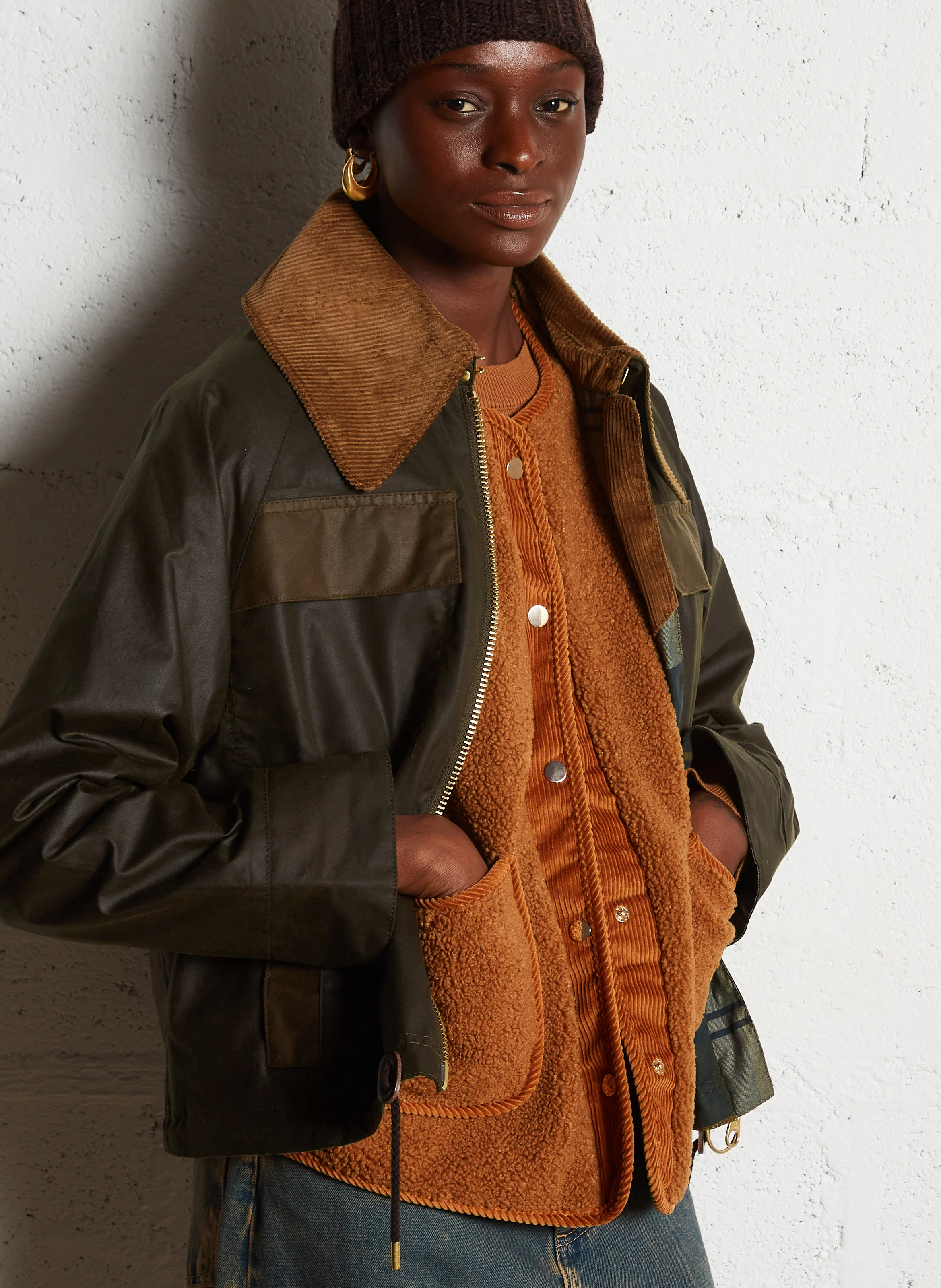 BEAULY - Blouson col classique droit en coton | Kaki