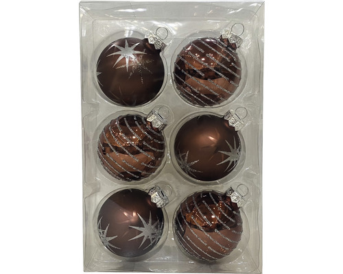 Kerstboomballen Lafiora Ø 6 cm bruin 6 st.