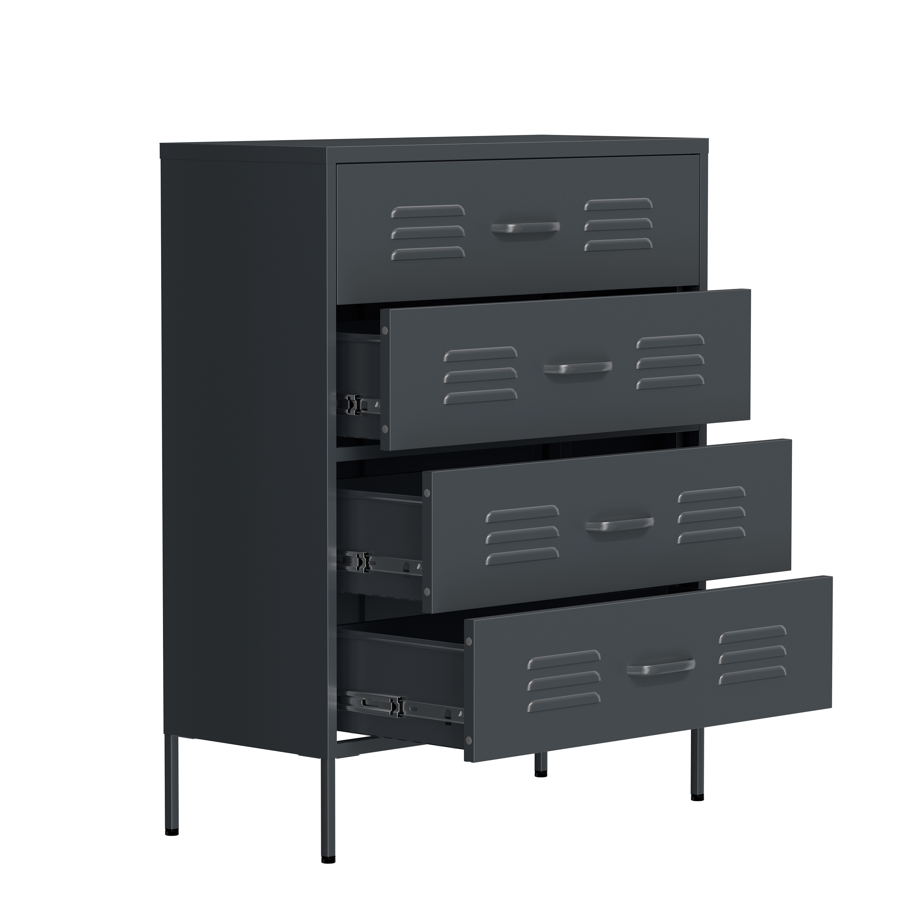 Kommode Metall KLAUS 4 Schubladen 80 x 101 cm anthrazit