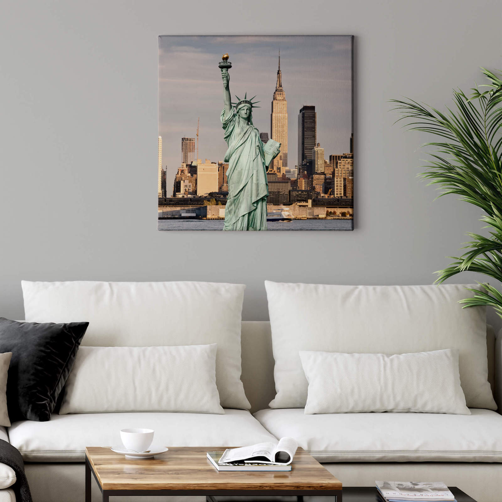 Leinwandbild FREIHEITSSTATUE - blau-braun - 50x50 cm
