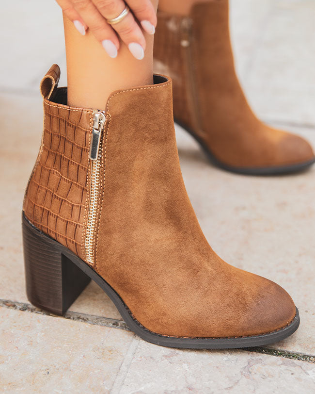 Bottines femme camel à talon - Emilie