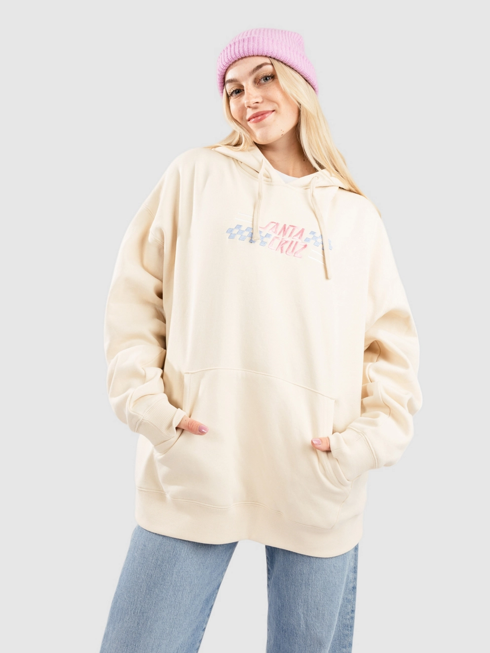 Santa Cruz Check Alt Dot Center Hoodie chalk