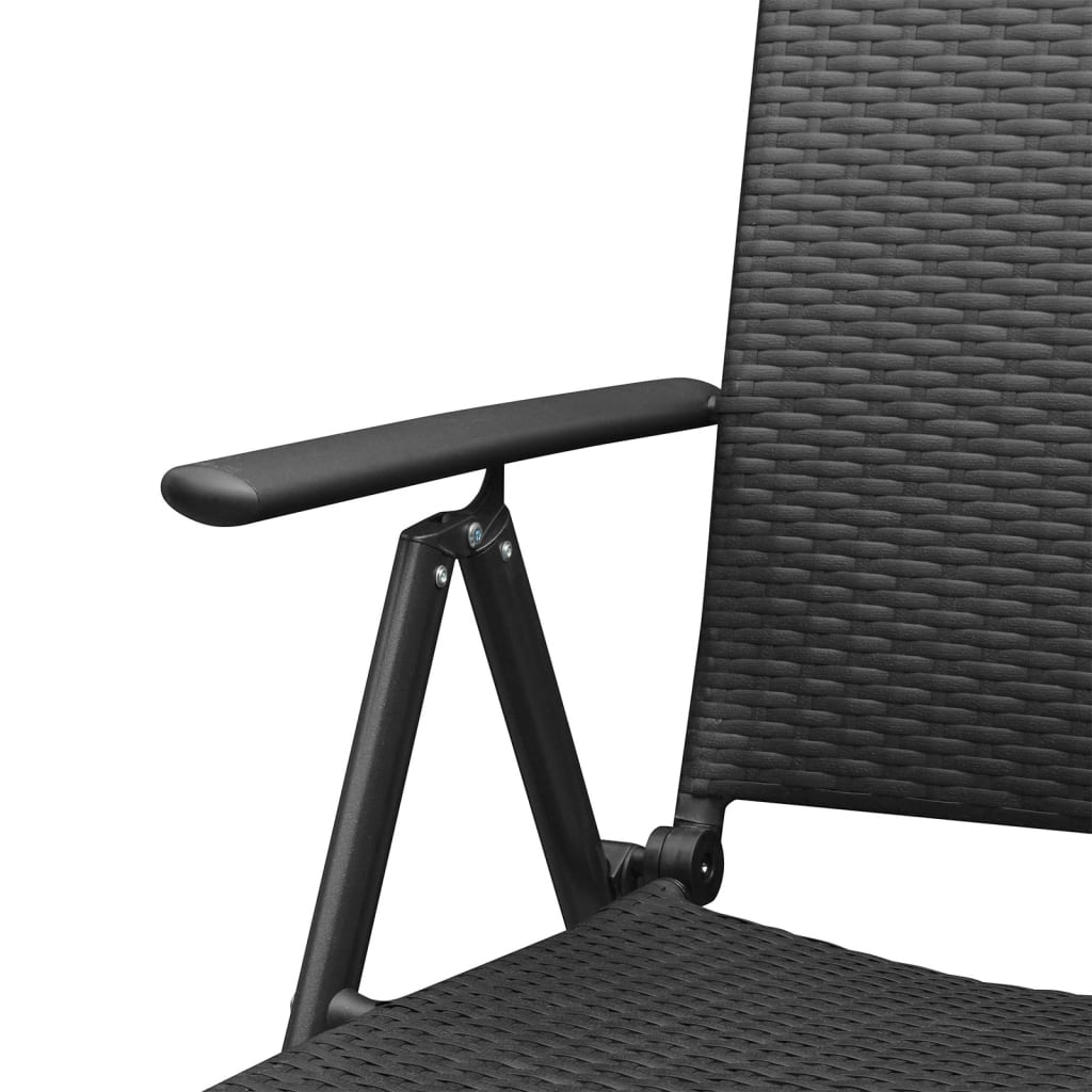 Mobilier à dîner de jardin 5 pièces noir résine tressée