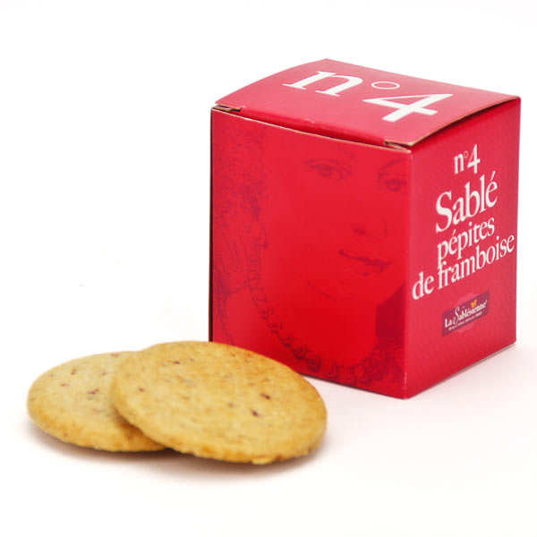 Le cube n°4 sablé de Sarthe pépites de framboise