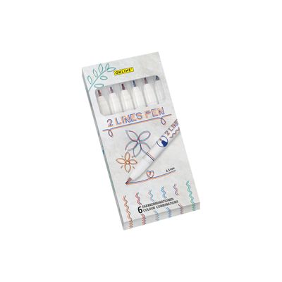 ONLINE - Stylo 2 lignes - 6 feutres fins - 0.5 mm