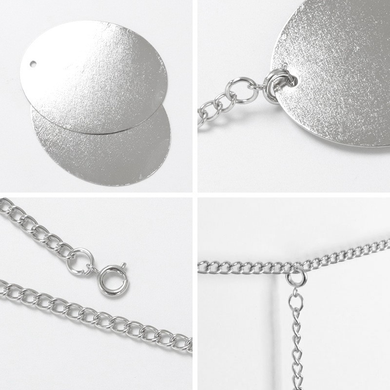 (2m) Mond Phasen Edelstahl Girlande Boho Dekoration Hygge Lifestyle Wandschmuck Accessoire - Silber