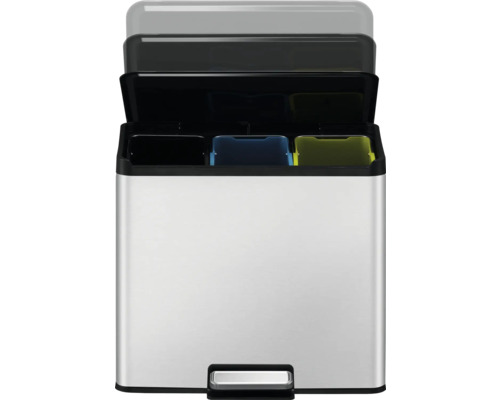 EKO Essential pedaalemmer, 3 compartimenten (3 x 9 liter), zilver