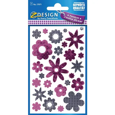 Avery Zweckform Z-Design Deko Sticker, Blüten, 1 Bogen/30 Sticker