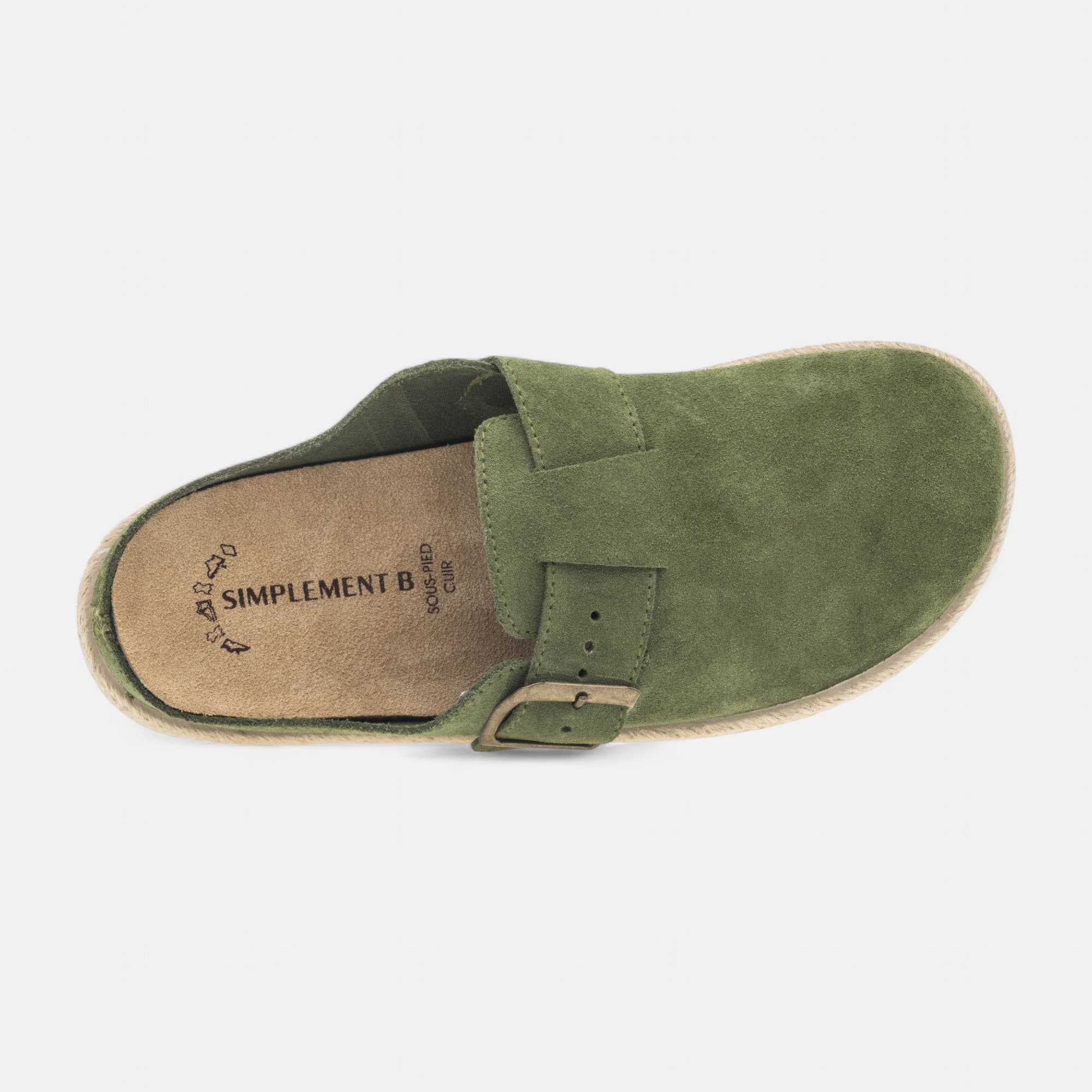 Mules Femme en cuir kaki