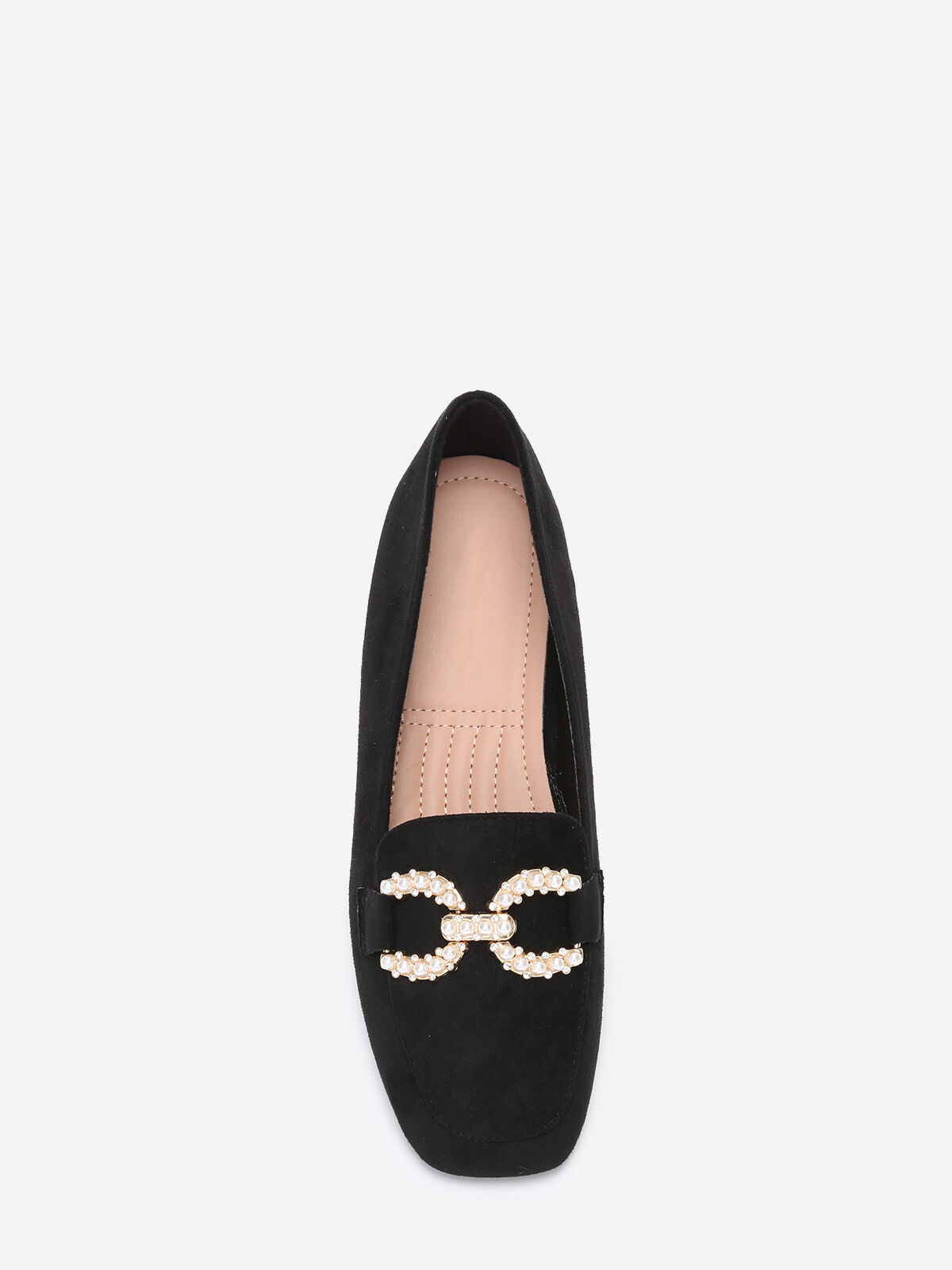 Mocassins en suédine à perles et strass- Noir