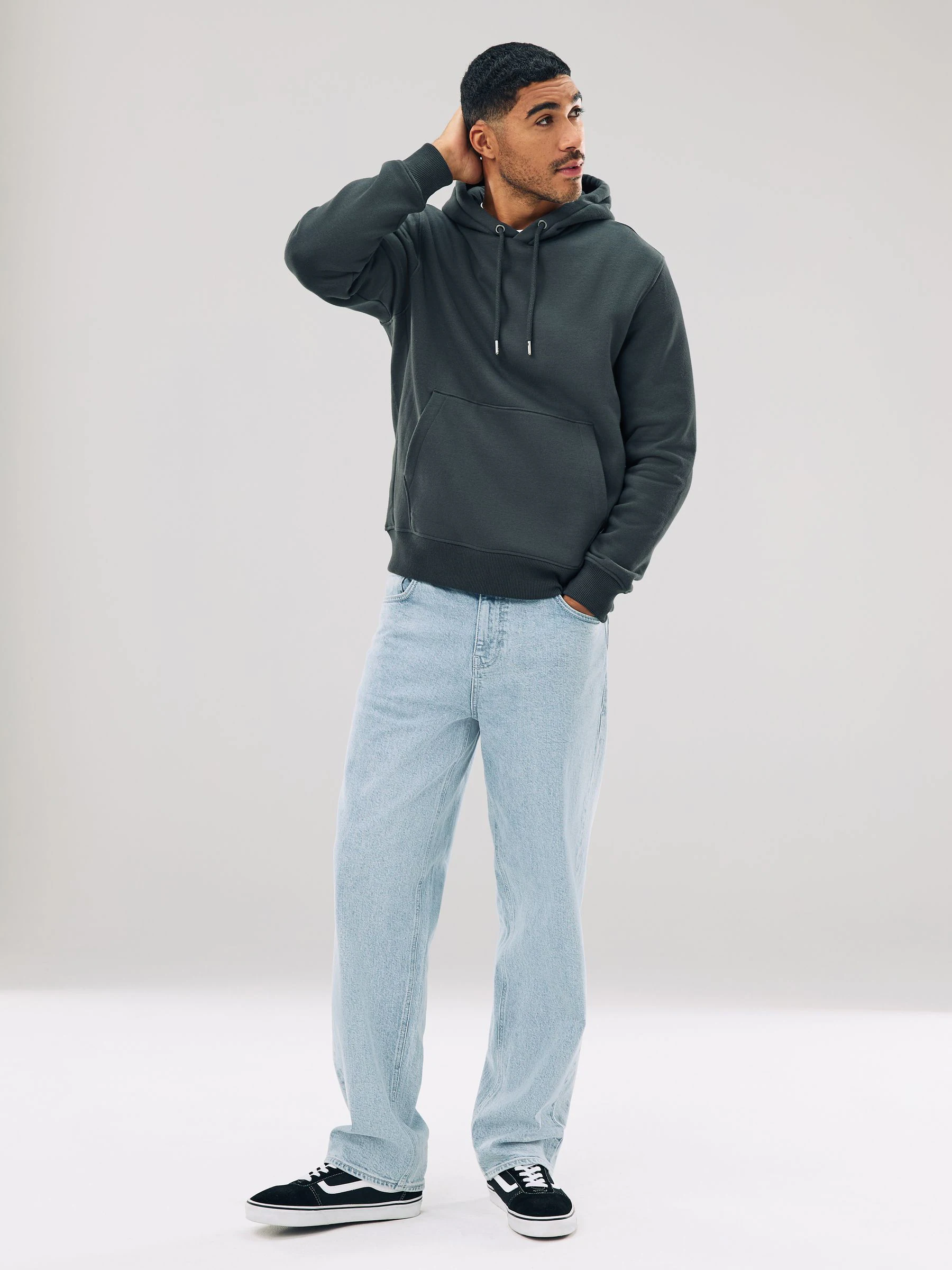 Leisteen grijs - Normale Pasvorm - Zwaargewicht Cotton Rich Jersey Hoodie