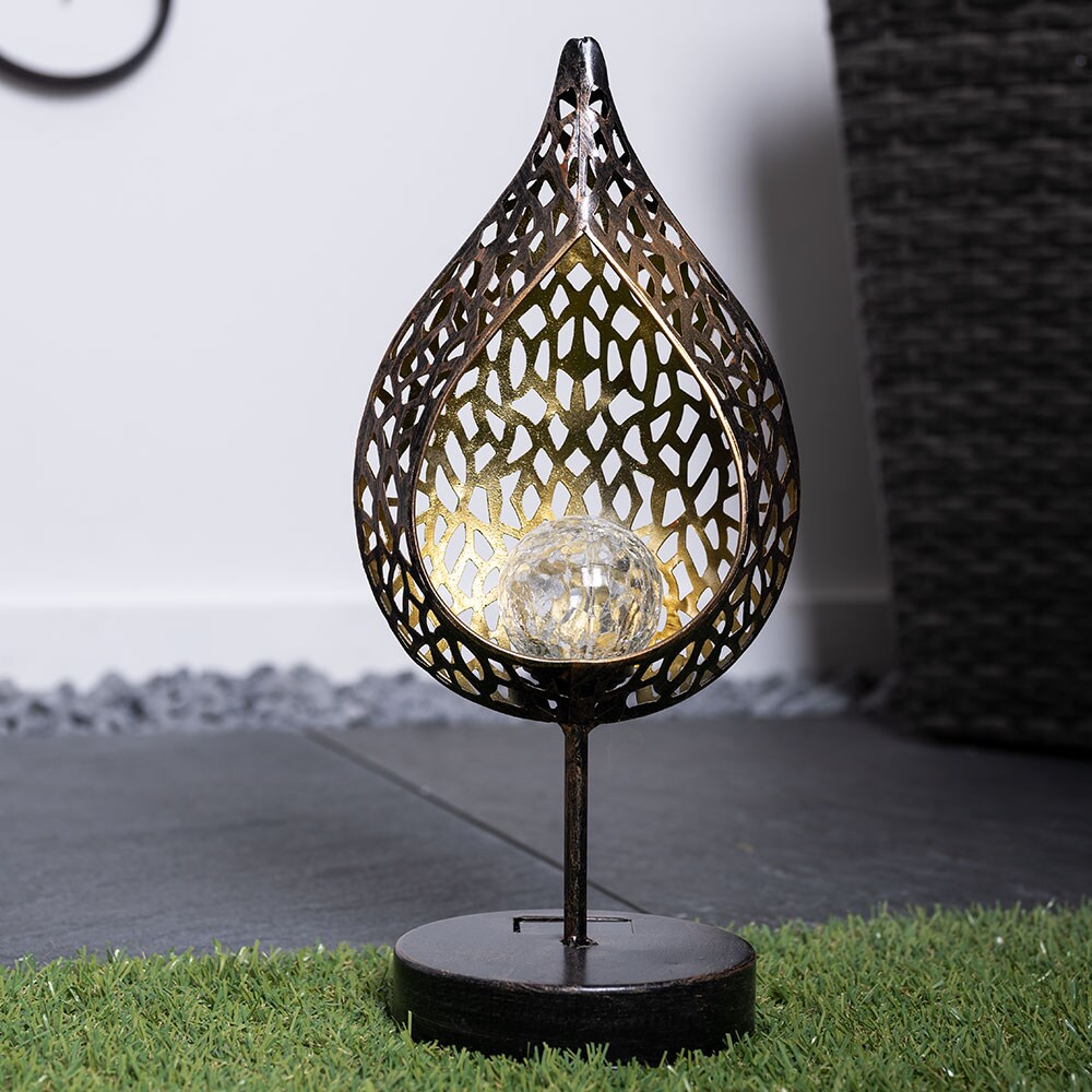 LED Solarleuchte, Feuer-Effekt, Tropfen-Optik, crackle, gold