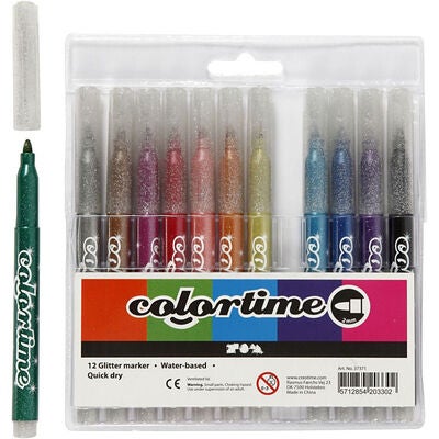 Colortime Glittertusj Miksede Farger 12stk
