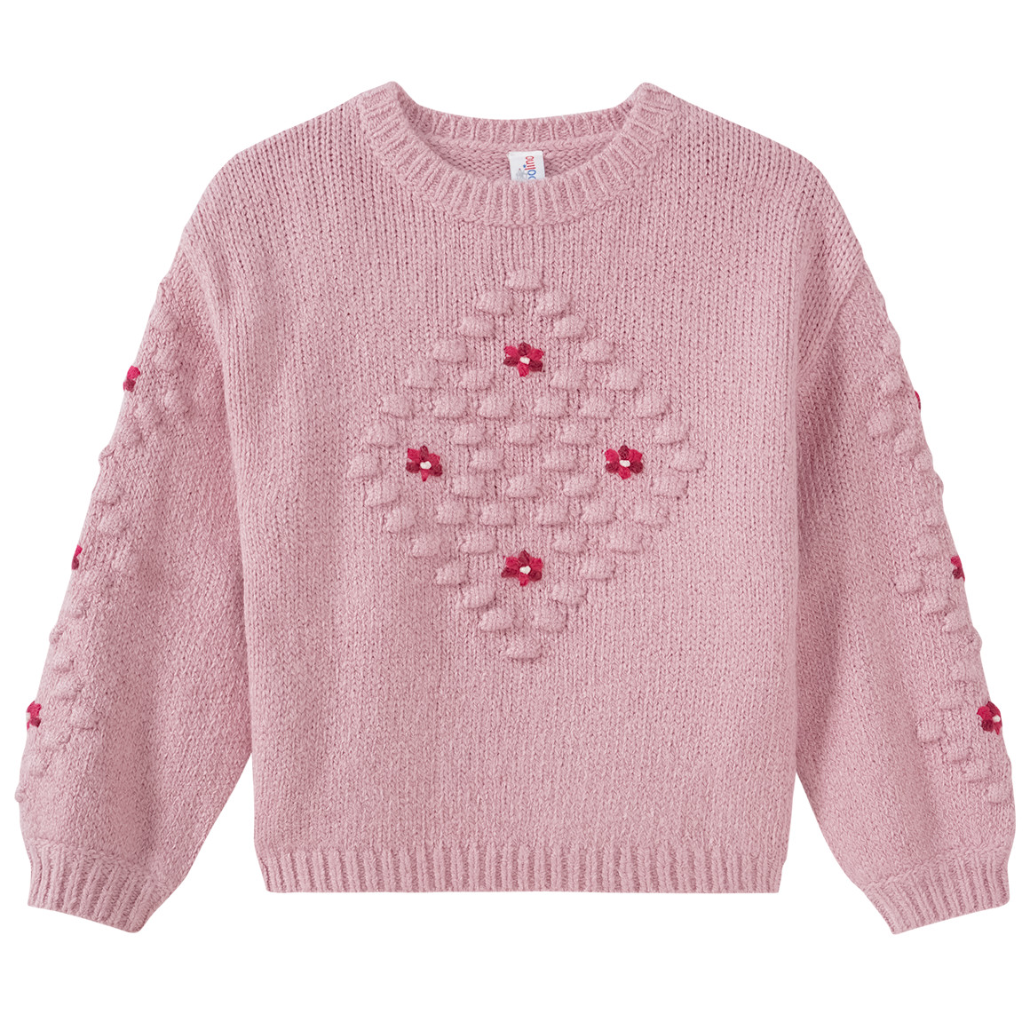 Topolino Mädchen Strickpullover mit Blümchen-Stickerei rosa