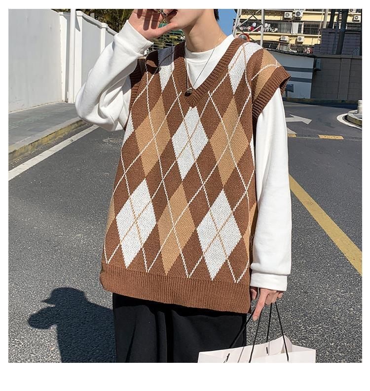 Cowpow - V-hals Argyle Trui Vest