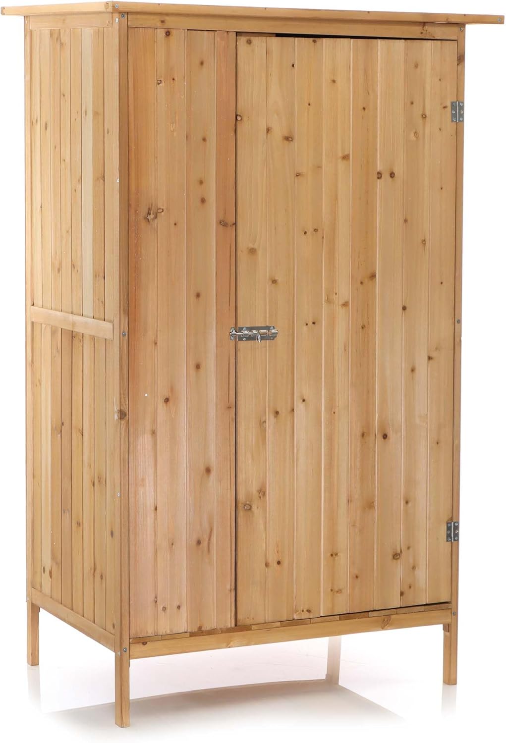 Wiltec Gartenhaus mit 1 Tür in Naturfarbe Holz 92 x 57 x 154cm Gerätehaus für den Garten Geräteschuppen Gartenschrank Geräteschrank