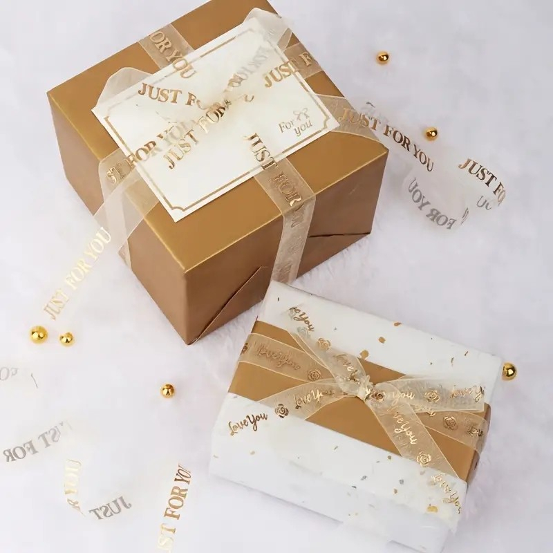 (2.5cmx9m) Geschenkband Organza Deko Band mit Schriftzug Print - Love You